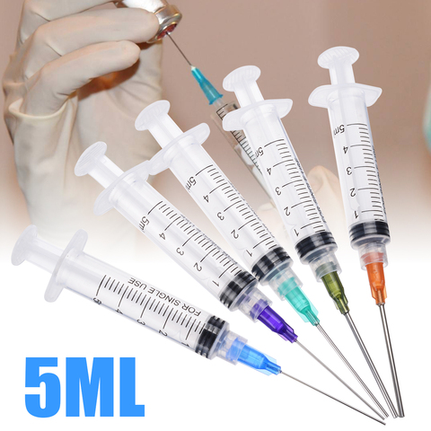 5PCS 5ml Dispensing Syringe Crimp Sealed Needle Tips For Glue Oil Ink Syringes Refilling Measure Industrial Tool Supplies ► Photo 1/6