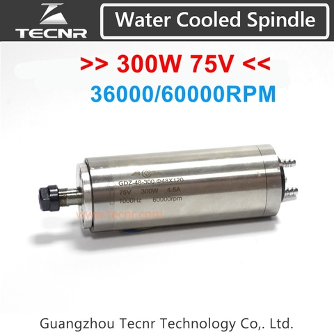 high speed 300W water cooled spindle motor 36000RPM 60000RPM 75V ER8 collet diameter 75mm milling spindle ► Photo 1/6