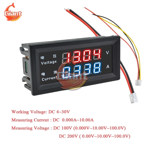 M4430 DC 0-100V 200V 10A Digital Voltmeter Ammeter 0.28'' LED Display Voltage Regulator Volt AMP Meter Tester Auto Car DC 5V 12V ► Photo 1/6