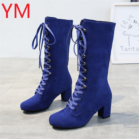 2022 Sping Women Boots Fashion Flock Platform Gothic Boots Punk Combat Boots for Lace Up Thigh High Boots Winter Boots Women ► Photo 1/6
