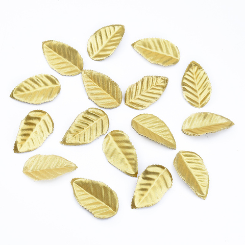 100pcs Golden leaves Christmas Crafts decoration silk leaf home wedding decorative flowers wreaths artificial plants wholesale ► Photo 1/6