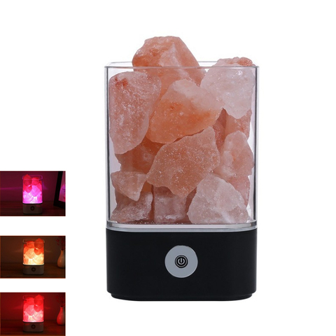 USB Power 4Mode Touch Switch Colorful Himalayan Crystal Salt Stone 3W Led Anion Night Light  Air Purification Lamp ► Photo 1/5