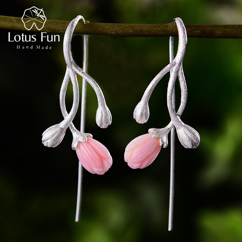 Lotus Fun 18K Gold Jasmine Flower and Bud Natural Shell Dangle Earrings Real 925 Sterling Silver Designer Fine Jewelry for Women ► Photo 1/6