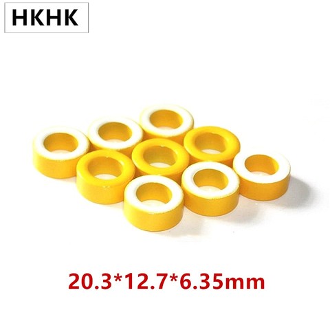 10-200pcs T80 26 Iron Power Cores inductor T80-26 20.3*12.7*6.35 yellow/white coated ferrite ring core Magnet filtering -26 PRN ► Photo 1/6