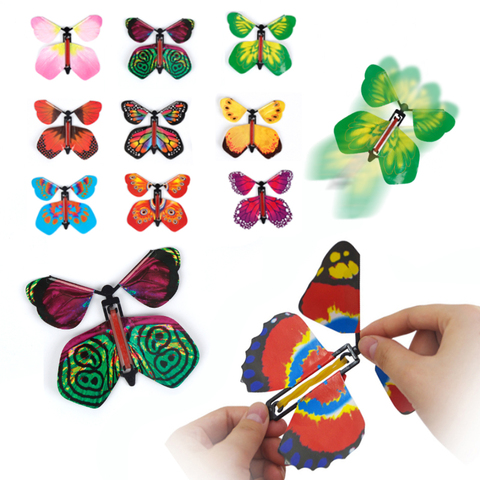 9 colors Magic Tricks Flying Butterfly Rubber Band Powered Wind Up Butterfly Toy Surprise for Wedding and kids Birthday Gifts ► Photo 1/6