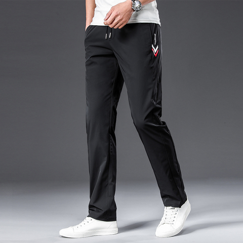 BROWON 2022 Summer New Casual Pants Men Breathable Loose Mid Straight Drawstring Full Length Work Pants Men Big Size 5XL ► Photo 1/6