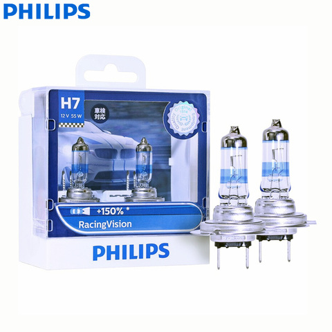 Philips Racing Vision H7 12V PX26d 12972RVS2 +150% Brighter Light Auto Halogen Head Light Car Lamps ECE (Twin Pack) ► Photo 1/6