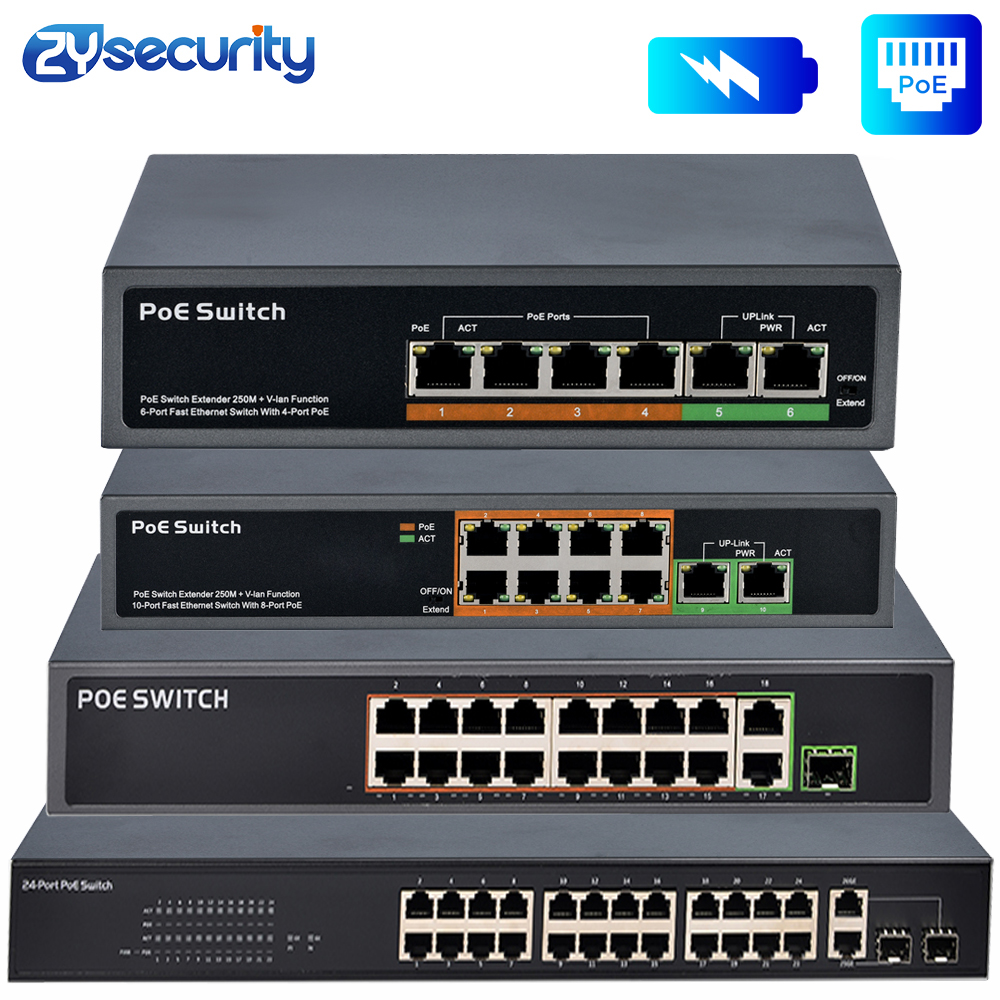 Techage 4CH 8CH 52V Network POE Switch IEEE 802.3 af/at for CCTV Video  Camera Security System –