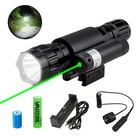 Tactical Weapon Light Green/Red Laser Dot Scope Sight Rifle Barrel Mount Remote Pressure Switch With 501B Hunting Flashlight Set ► Photo 1/6