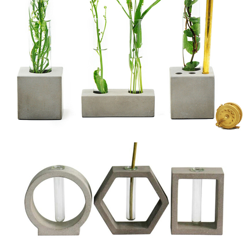 Concrete pot molds Hydroponic planter pot molds Cement glass tube holer molds ► Photo 1/6