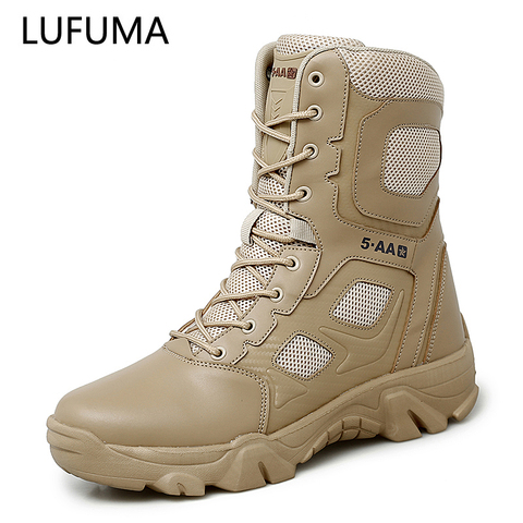 Desert Tactical Men Boots Wear-resisting Army Boots Men Fashion Outdoor Hiking Men Combat Ankle Boots Zapatos Hombre Big Size 47 ► Photo 1/6