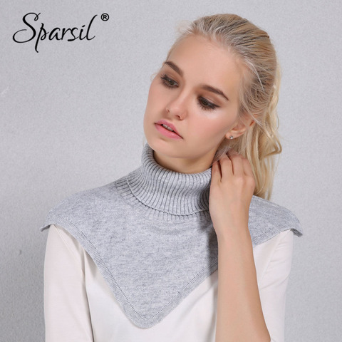 Sparsil Women Winter Turtleneck Knitted Ring Scarf Irregular Design Cap Collar Autumn Knitting Pullover Warm Soft Scarves ► Photo 1/6