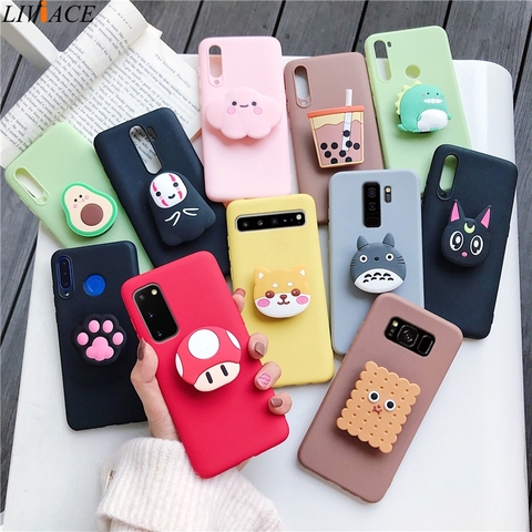 3D silicone cartoon phone holder case for samsung galaxy s20 s20 plus ultra s10 5g s10e lite s9 s8 plus s7 edge stand cover ► Photo 1/6