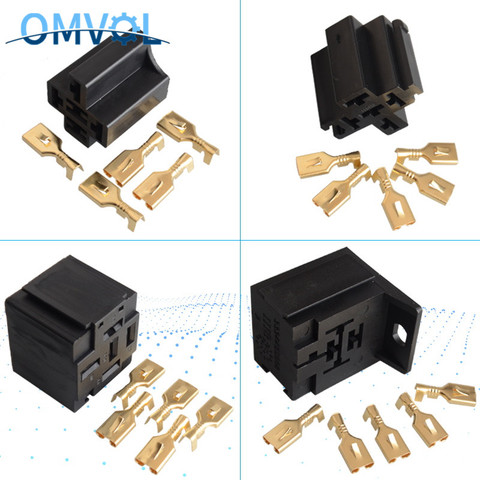 Car Auto Vehicle 5 Pin Relay Socket Holder with 5Pcs 6.3mm Copper Terminal ► Photo 1/6