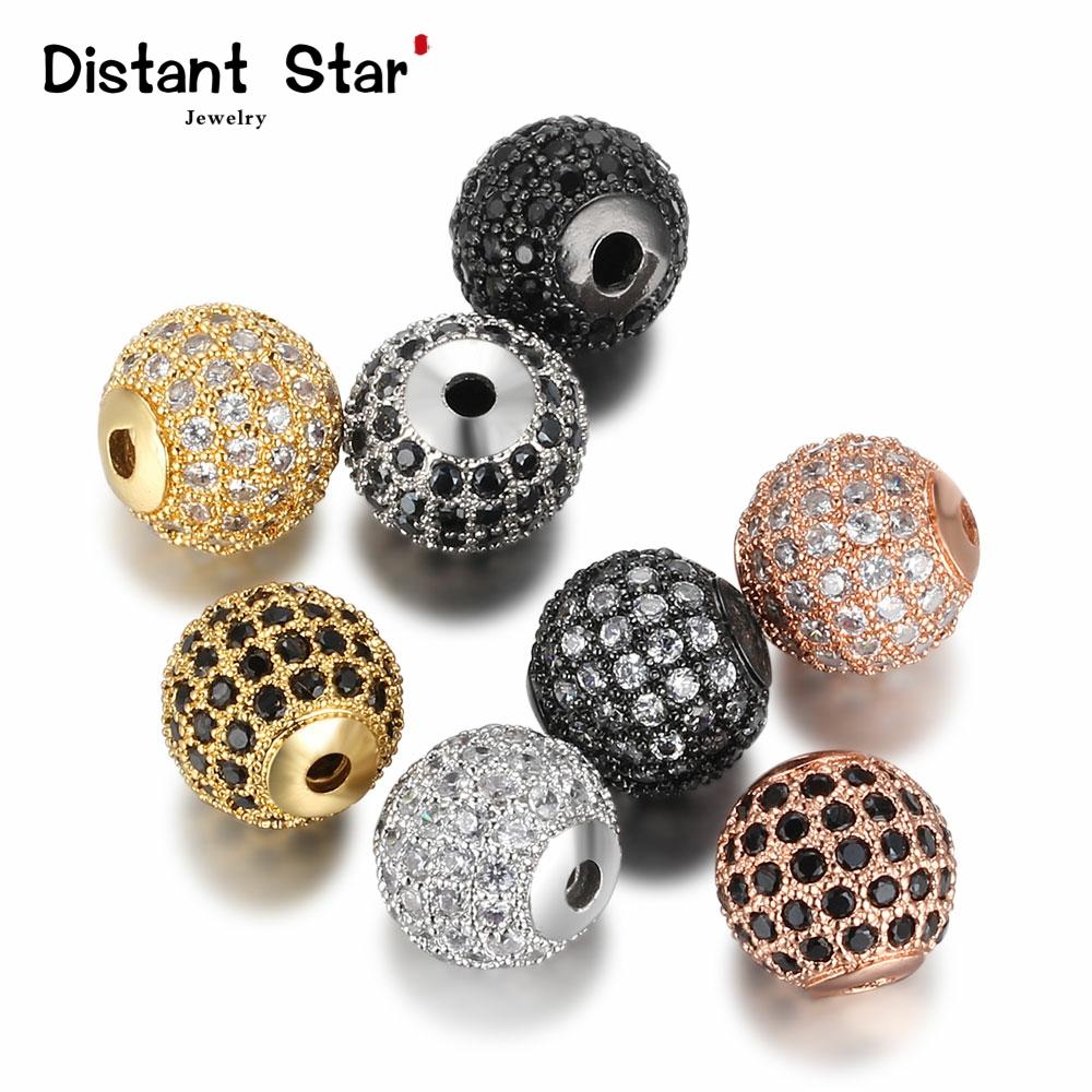 8/10mm round Bead bracelets Accessories for Diy natural stone Bracelet Jewelry Making Brass cubic Zirconia Ball Beads Wholesale ► Photo 1/6