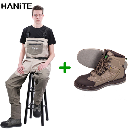 HANITE  Chest ATV/UTV Waders with Felt Sole Wading Boots Together,Fishing wading Pants and Shoes Set ► Photo 1/6