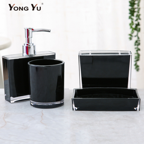 4Pcs/Set Bath Series Bathroom Plastic Square And Round Soap Dish Cups Lotion Bottle Soap Dispenser Home Decoration ► Photo 1/6