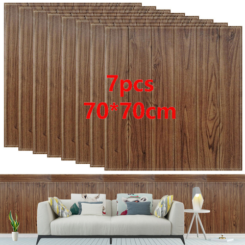 3D Wooden Wall Sticker Living Room Home Decor PE Foam Waterproof Wall Covering Wallpaper For TV Background Kids Room 3D Stickers ► Photo 1/6