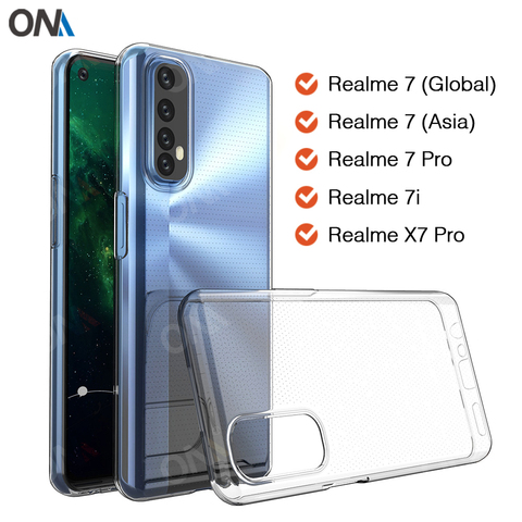 Case For Realme 7 / Pro / Global / Asia / 7i 5G TPU Silicone Clear Fitted Bumper Soft Case OPPO Realme X7 Pro Back Cover ► Photo 1/6