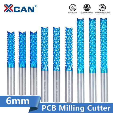 XCAN Corn Milling Cutter 6mm Shank Carbide PCB Milling Bit End Mill Nano Blue Coated CNC Router Bits For Engraving Machine ► Photo 1/6