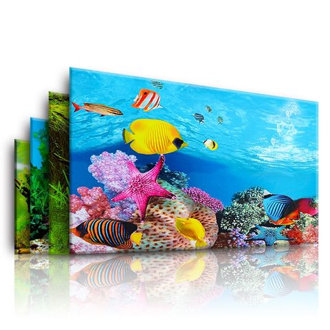 Aquarium Landscape Sticker Poster Fish Tank 3D Background Painting Sticker Double-sided Ocean Sea Plants Backdrop Aquarium Decor ► Photo 1/6