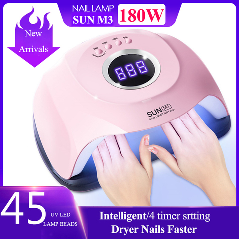 Brand New 180W UV Lamp Nail Dryer Pro LED Hybrid Lamp Fast Curing Gel Nail Polish Dryer45 LEDs Manicure Lamp Nail Art Tools ► Photo 1/6