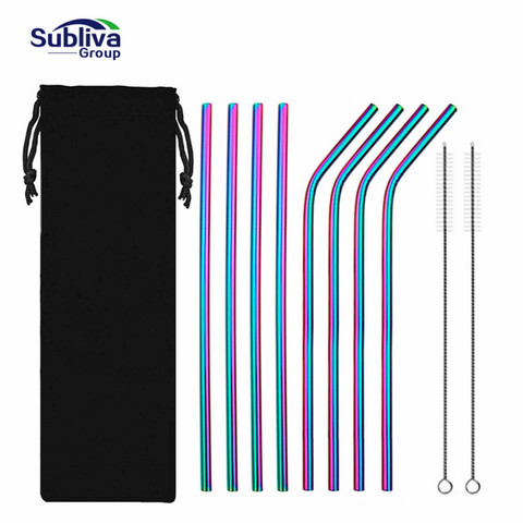 8Pcs Reusable Drinking Straw High Quality 304 Stainless Steel Metal Straw with 2PC Cleaner Brush For Mugs ► Photo 1/6