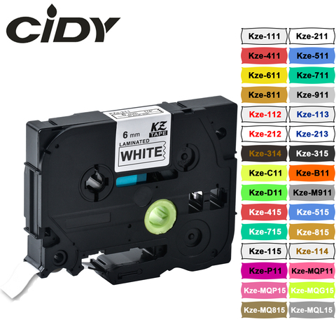 CIDY 6mm tze-211 Compatible laminated tze 211 tze211 Black on white Label Tape tz-211 for brother p-touch printer tze-111 ► Photo 1/6