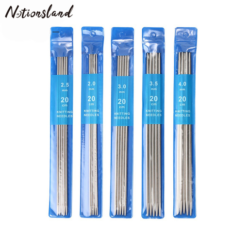 5Pcs/set 20cm Straight Knitting Needles Stainless Steel Crochet Hook DIY Sweater Weave Knitting Tools Size 2-4mm ► Photo 1/6