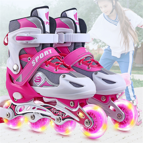 Outdoor Sports Skates Roller Inline Adjustable Children Tracer For Kids Boys Girls blade Illuminating Wheels Roller Skates Shoes ► Photo 1/6
