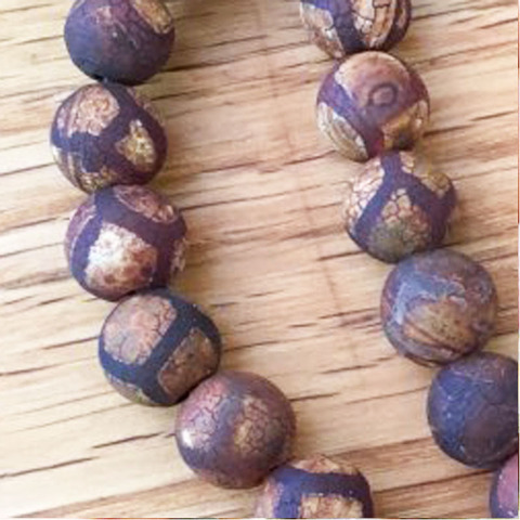 FLTMRH China Tibetan Dzi Eyes beads Natural brown Stone Religion 8/10/12MM Round Loose beads for jewelry making bracelet DIY ► Photo 1/3