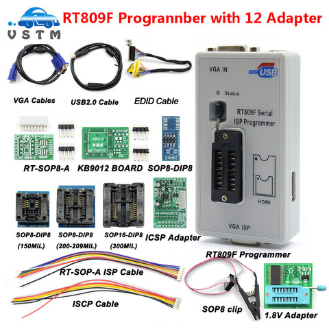 RT809F Serial ISP Programmer with12 adapters +1.8v adapter+SOP8 test clip Best Quality ► Photo 1/6