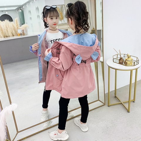 Spring Fall Baby Girls Long Cute Trench Kawaii Windbreaker Teenager Kids Outerwear Coats Teenage Autumn Winter Children Outfits ► Photo 1/6