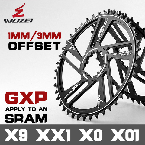 WUZEI 1mm/3mm Offset Chainring 30T 32T 34T 36T 38T 40T 42T MTB Bicycle Chainwheel Mountain Bike GXP Sprockets for SRAM X9 XX1 X0 ► Photo 1/6