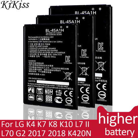 BL-44JH BL-45A1H BL-45F1F BL-46G1F BL-46ZH BL-49JH BL-52UH BL 59JH/T7 Battery For LG K4 K7 K8 K10 L7 II L70 G2 2017 2022 K420N ► Photo 1/6