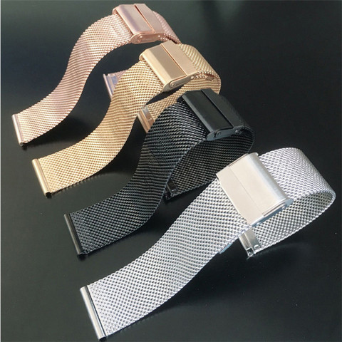 12/14/16/18/20/22mm Stainless Steel Watch Band Straight End Bracelet Mesh Buckle Watch Strap 4 Colors Shellhard Drop Shiping ► Photo 1/6