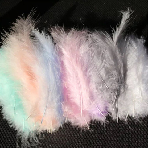 Natural Plumes 50pcs 4-6 Inches 10-15cm Turkey Marabou Feather Plume Fluffy Wedding Dress DIY Jewelry Decor Accessories Feathers ► Photo 1/6