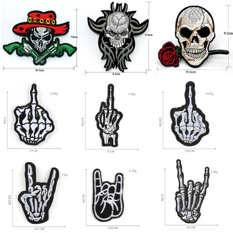 Skull Hand Cartoon Patches Cap Shoe Iron On Embroidered Appliques DIY Apparel Accessories Patch For Clothing Fabric Badges BU500 ► Photo 1/6