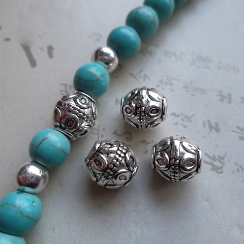 50pcs/lot Classic Double Head Lotus Barrel Spacer Beads 7x8mm Tibetan Silver Handmade Loose Charm Beads DIY Jewelry Findings ► Photo 1/3