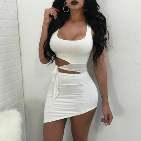 New Fashion Women Sexy Hypotenuse Dress Hollow Out High Waist Sexy Package Hip Dress Evening Party Dress ► Photo 1/6