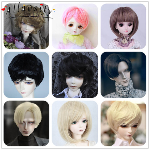 Allaosify BJD Wig 100% High Quality High Temperature Fiber Fashion Short Hair SD Wig Multiple Colour To Choose From 1/3 1/4 ► Photo 1/6