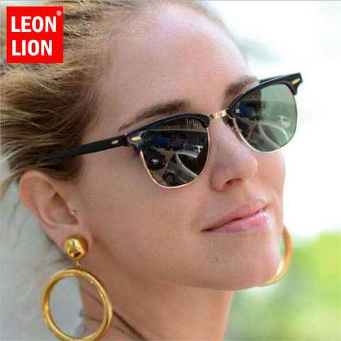 LEONLION Half Metal Sunglasses Men Women Brand Designer Glasses Mirror Sun Glasses Fashion Gafas Oculos De Sol Classic ► Photo 1/6