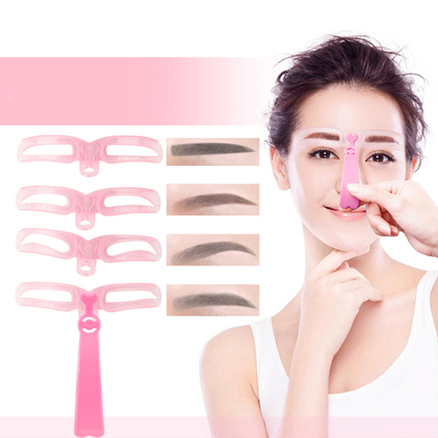 4Pcs/Set Reusable Eyebrow Stencil Set Eye Brow Mold DIY Drawing Guide Styling Shaping Template Card Makeup Beauty Kit ► Photo 1/5