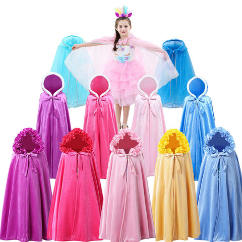 Girls Snow Queen 2 Elsa Hooded Cloak Dress Kids Costume Children Cape Carnival Birthday Party Accessory Mantle Dress Festival ► Photo 1/6