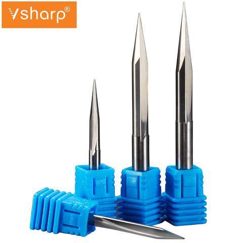 Vsharp 2 Flutes V Tip End Mill  6mm Shank  Double Blade Straight Groove CNC Engraving Bit Sharp Carving Tool For Woodworking ► Photo 1/6