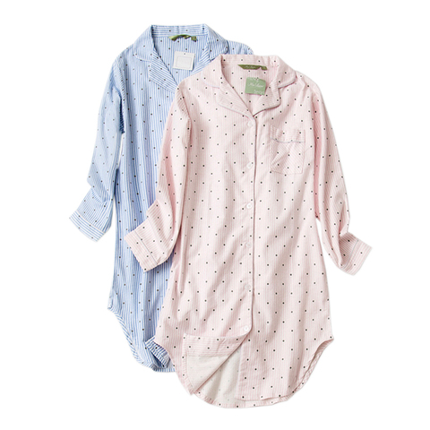 Plus size Autumn nightshirts women nightgowns sleepwear Winter sleepshirts 100% brushed cotton Fresh Women night dress ► Photo 1/6