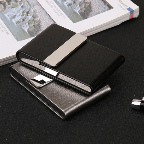 Smoking Accessories Cigarette Case 1 PC Cigar Storage Box Stainless Steel Multifunction Card Cases PU Tobacco Holder ► Photo 1/4