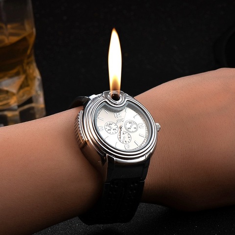 Men watch Lighter Watches sports Windproof USB Charging Flameless Cigarette Lighter Men Casual Quartz male clock J211 ► Photo 1/6