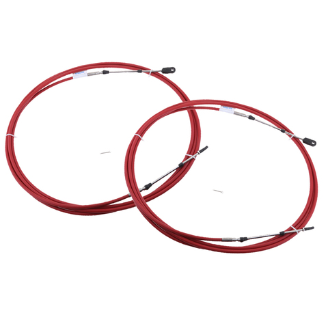 2 x Throttle Shift Cable, Remote Control, Replaces Marine Boats Motor Parts for Yamaha Boat Motor Steering System, Red, 8 Feet ► Photo 1/6