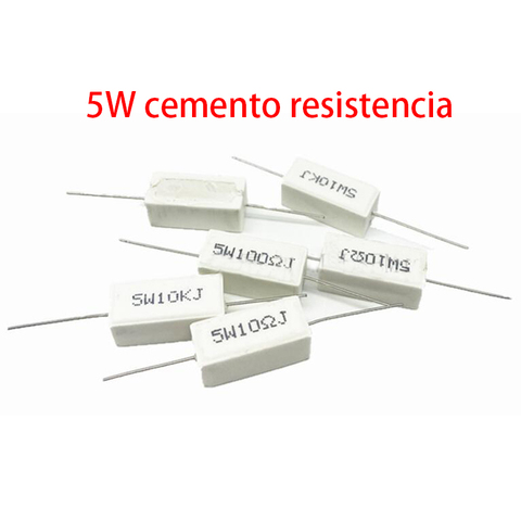 10PCS 5W cemento resistencia 0,1 ~ 10k ohm 5%, 0,22, 0,33, 0,5 1 10 100 1K 10K ohm 0.1R 0.22R 0.33R 0.5R 1R 10R 100R ► Photo 1/2